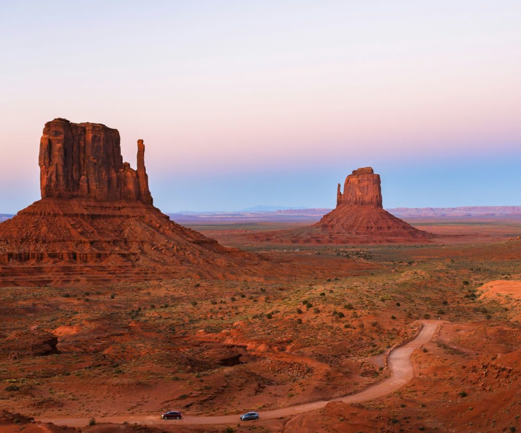 Rondreis Amerika, Arizona, Monument valley, uitzicht bij zonsondergang